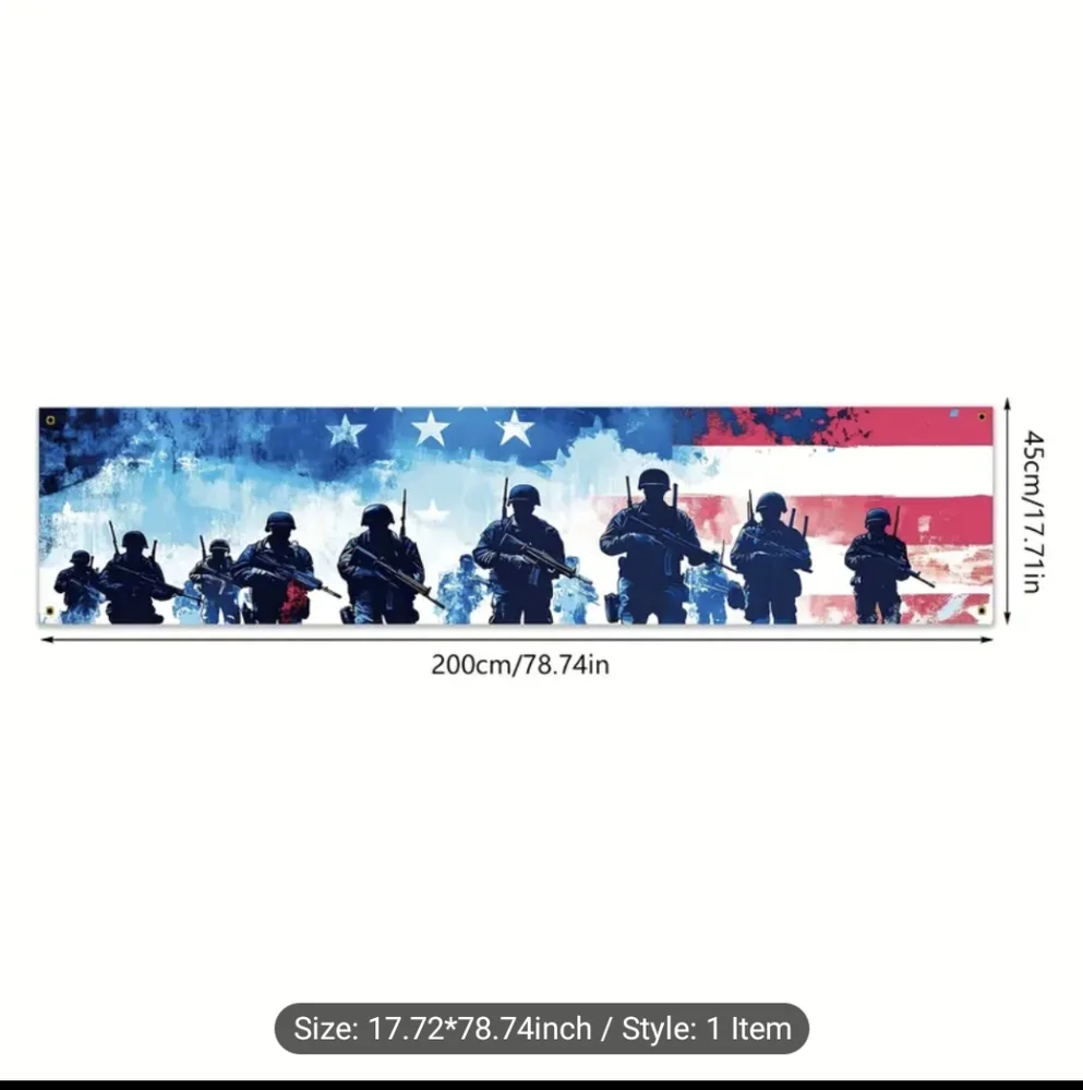 Patriotic Wall Banner with Soldiers in Blue and Red